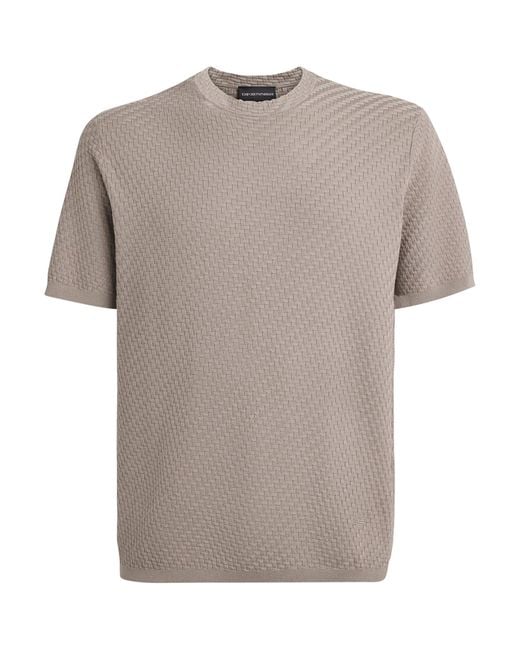 Emporio Armani Gray Basket-Weave T-Shirt for men