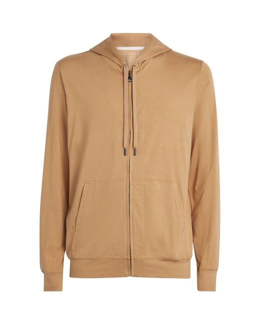 Derek Rose Natural Micromodal Zipped Hoodie for men