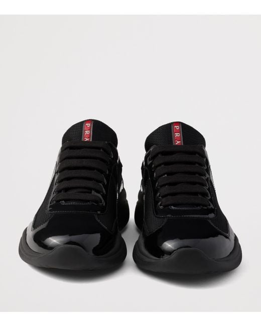 Prada Black Patent Leather-Blend America's Cup Sneakers for men