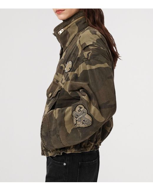 AllSaints Green Organic Cotton Clay Patch Jacket