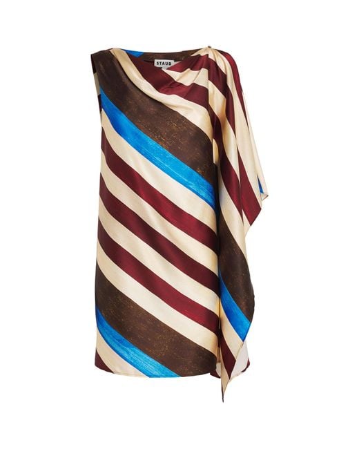 Staud Blue Stretch-Silk Sabina Mini Dress