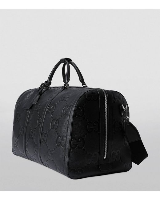 Gucci Black Large Leather Jumbo Gg Duffle Bag