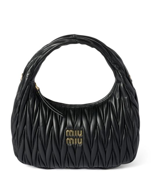 Miu Miu Black Matelassé Leather Wander Top-Handle Bag