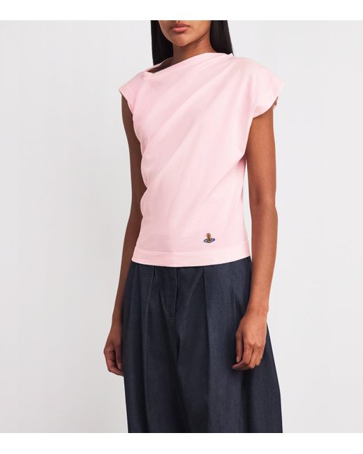 Vivienne Westwood Pink Cotton Asymmetric Orb Hebo Top