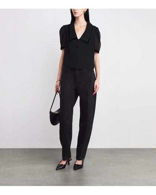 FRAME Black The Silk Sailor Blouse