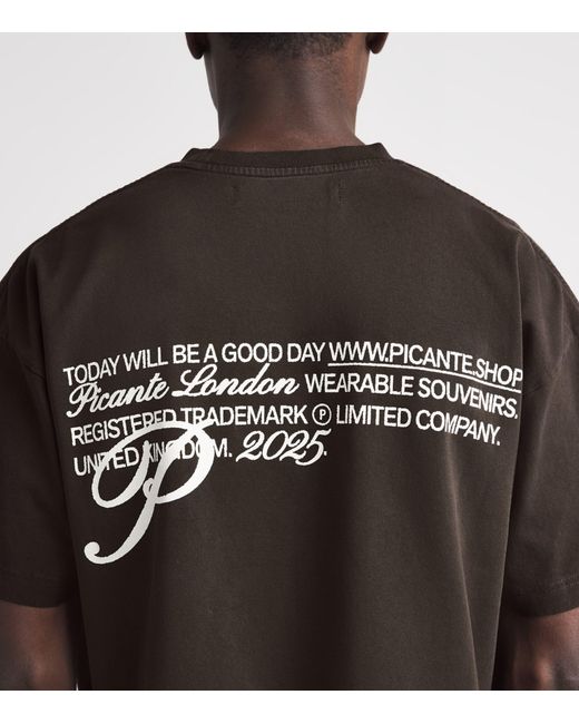 Picante Black Organic Cotton Gallery Logo T-Shirt for men