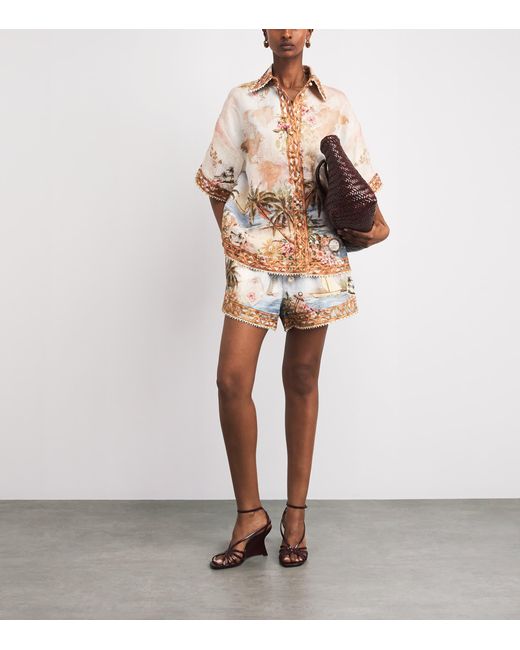 Zimmermann Natural Linen Printed Mahon Shirt