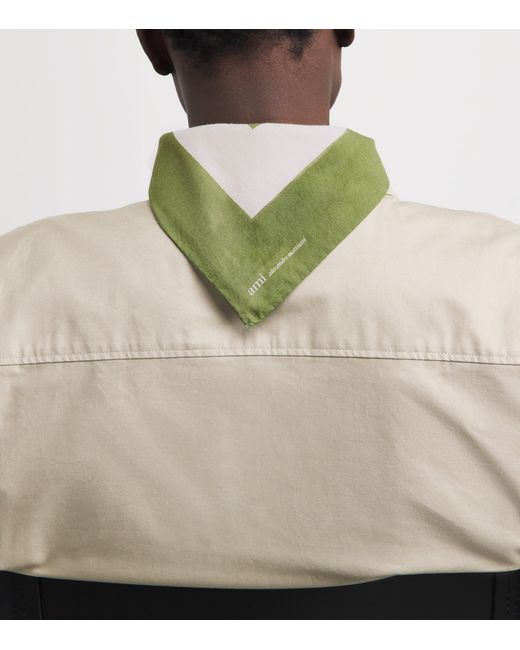 AMI Green Cotton Ami De Coeur Scarf for men