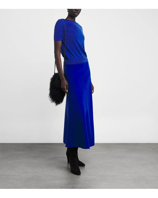 Lafayette 148 New York Blue Cashmere Crew-Neck Sweater