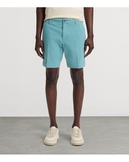 Boss Blue Stretch-Cotton Slim Fit Shorts for men