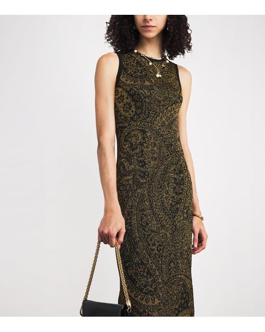 Etro Brown Wool-Blend Paisley Maxi Dress