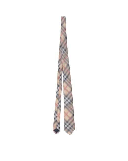 Burberry White Silk Check Tie for men