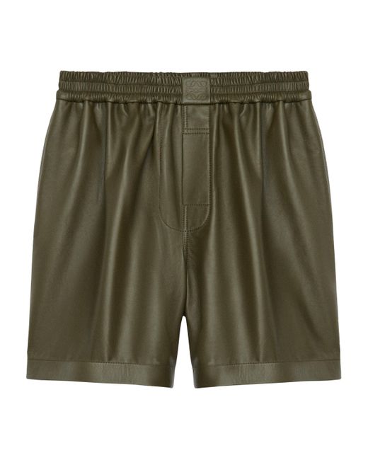 Loewe Green Leather Shorts for men