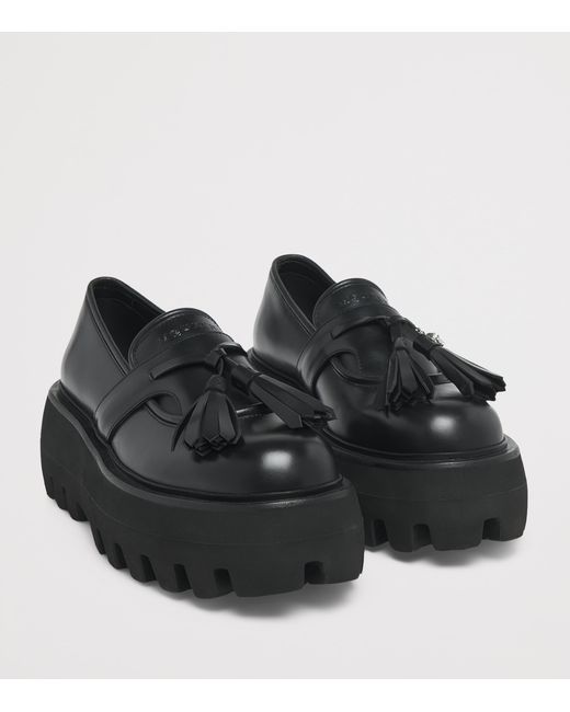 McQueen Black Leather Sofa Loafers