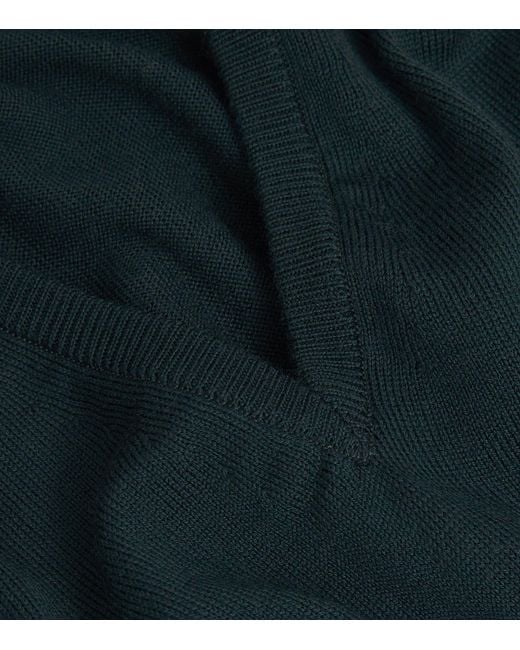 John Smedley Green Merino Wool V-Neck Sweater Vest for men