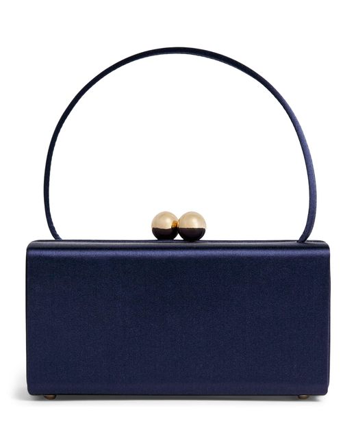 Carolina Herrera Blue Satin Mimi Top-Handle Bag
