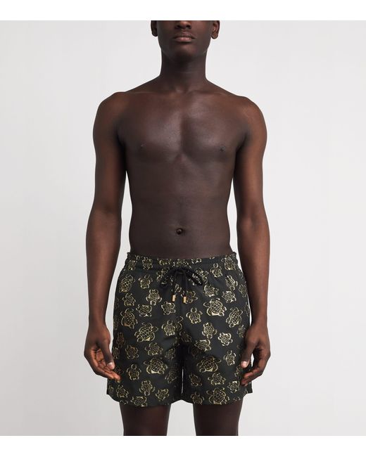 Vilebrequin Gray Embroidered Ronde Des Tortues Swim Shorts for men