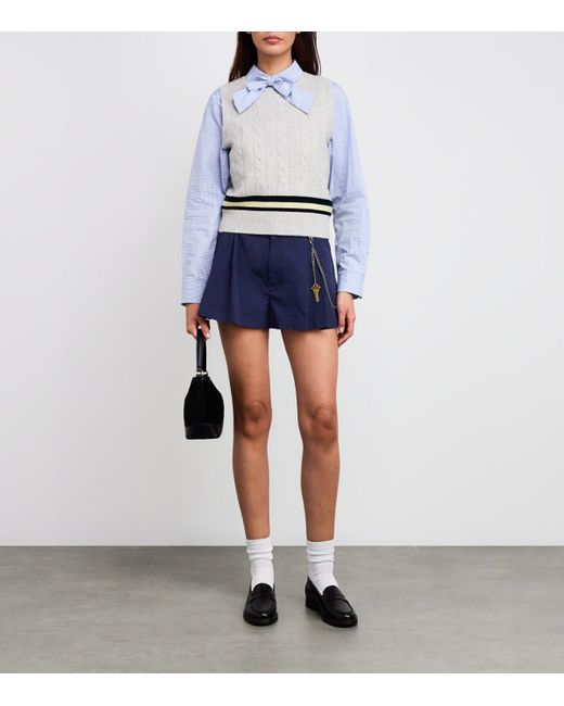 Sandro White Wool-Cashmere Cable-Knit Sweater Vest