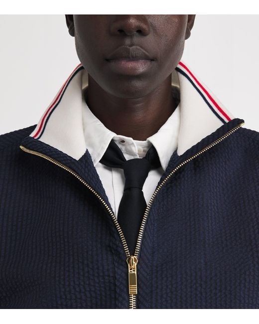 Thom Browne Blue Wool Seersucker Track Jacket