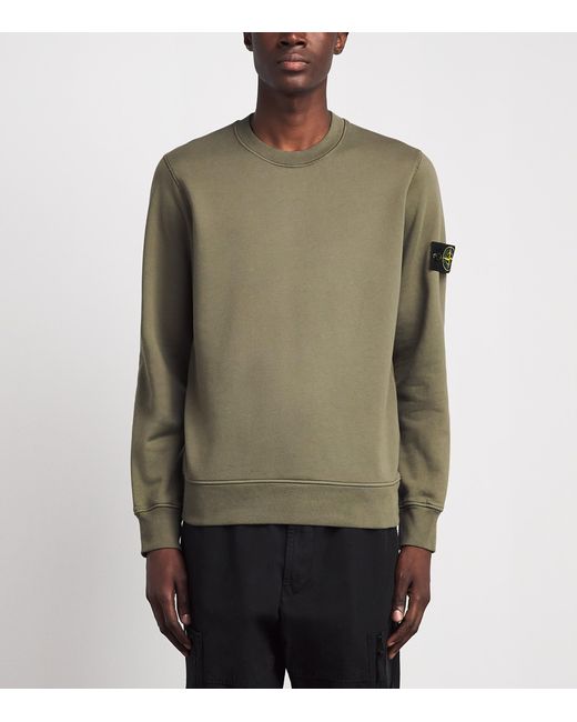 Stone Island Green Compass Logo Sweatshirt for men