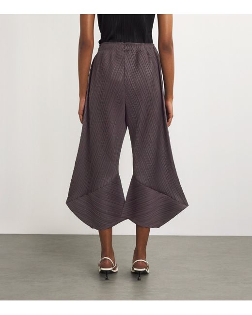 Pleats Please Issey Miyake Pleated Chili Peppers Wide-Leg Trousers  