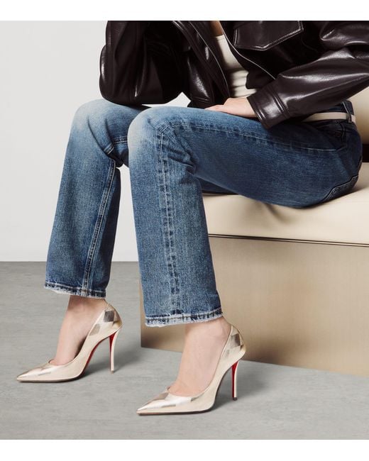 Christian Louboutin Natural Miss Z Laminated Nappa Leather Pumps 100