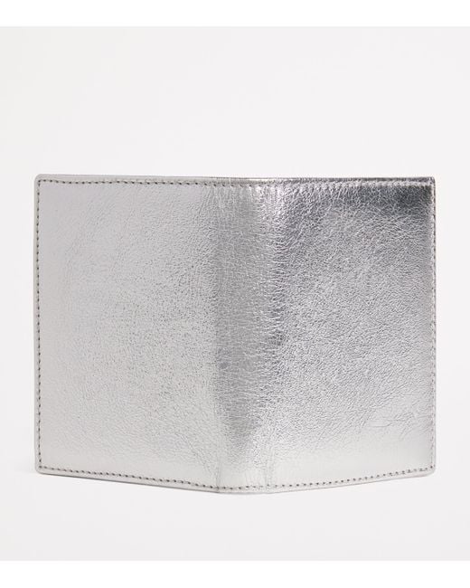 Comme des Garçons Gray Leather Folding Card Holder for men