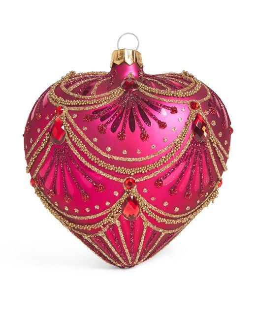 Harrods Pink Crystal-Embellished Heart Bauble
