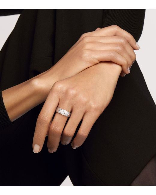 Chanel Metallic Small White Gold Coco Crush Ring