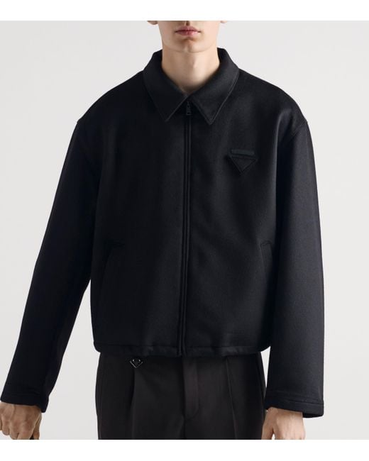 Prada Wool And Cashmere Blouson Jacket in Black for Men | Lyst UK