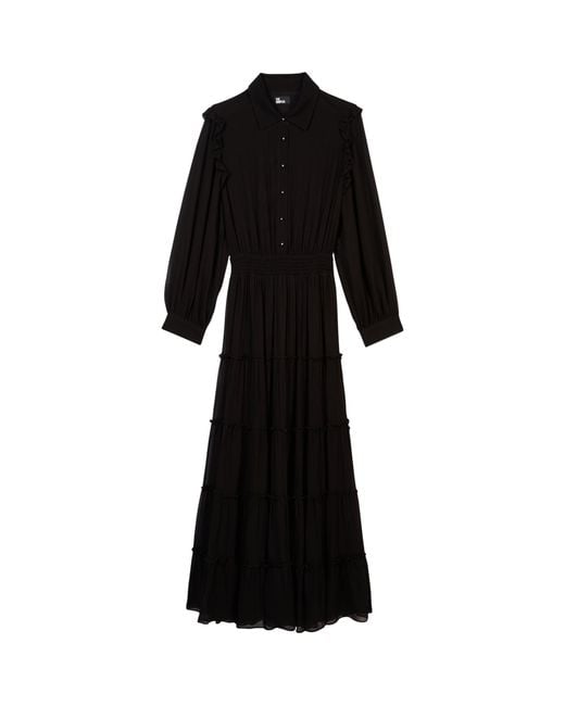 The Kooples Black Ruffled Maxi Dress
