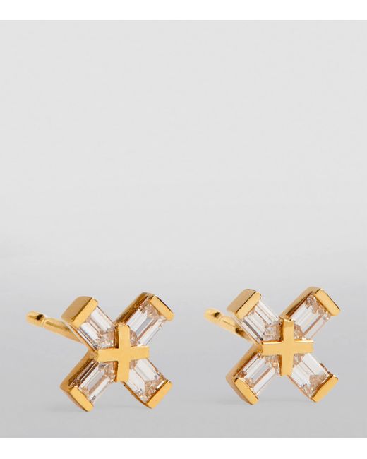 Eva Fehren Metallic And Diamond Exploding X Stud Earrings
