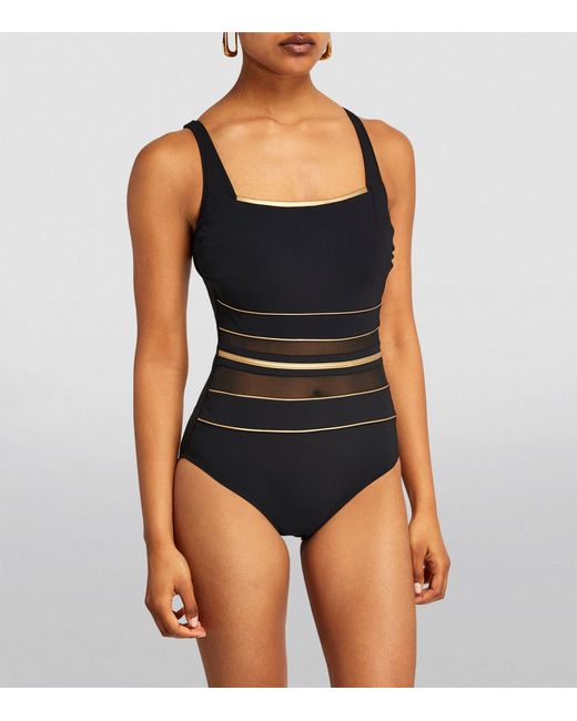 Gottex Black Sheer-detail Oynx Swimsuit