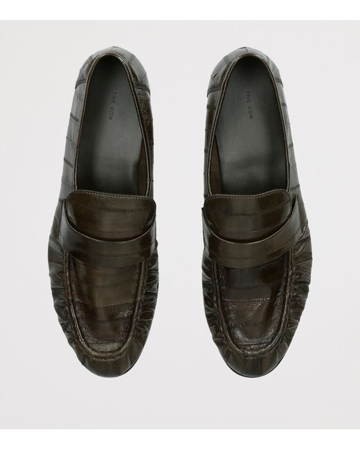 The Row Green Soft Eel Loafers for men