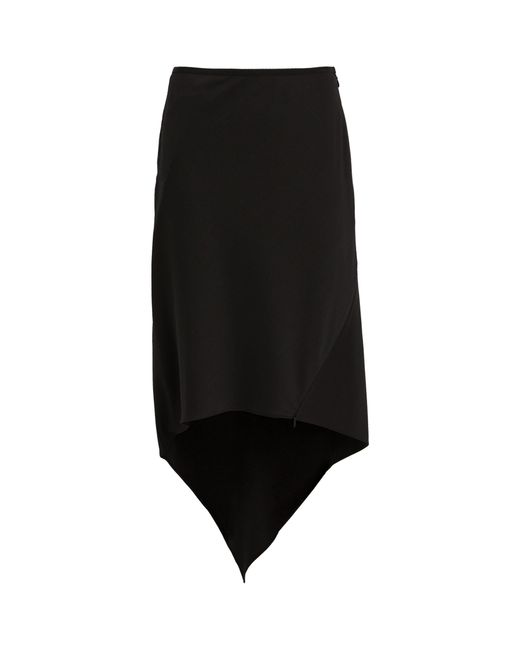 Helmut Lang Black Virgin Wool Midi Skirt