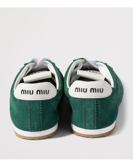 Miu Miu Green Suede Plume Sneakers