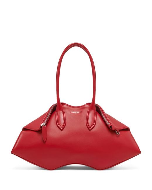 McQueen Red Leather Manta Shoulder Bag