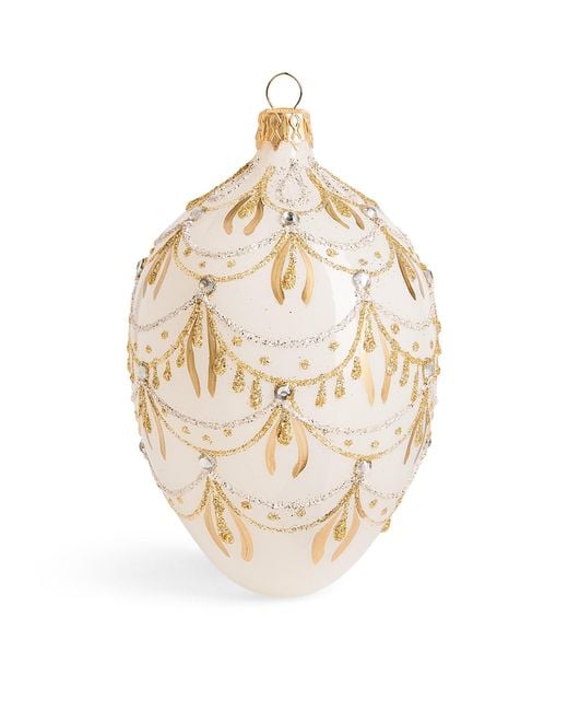 Harrods Metallic Glitter Mistletoe Egg Bauble
