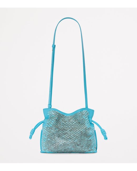 Loewe Blue Mini Snakeskin Scales Flamenco Clutch
