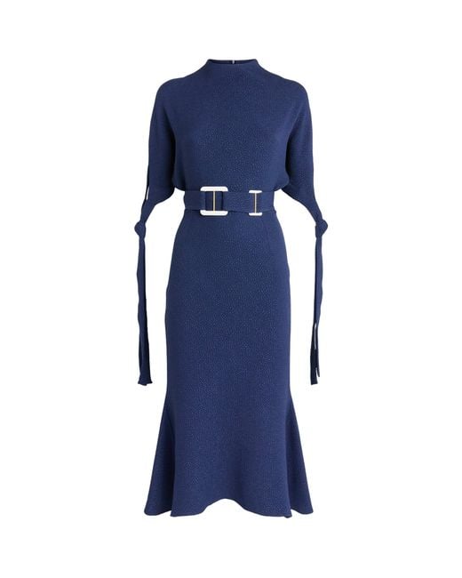 Edeline Lee Blue Belted Pedernal Midi Dress