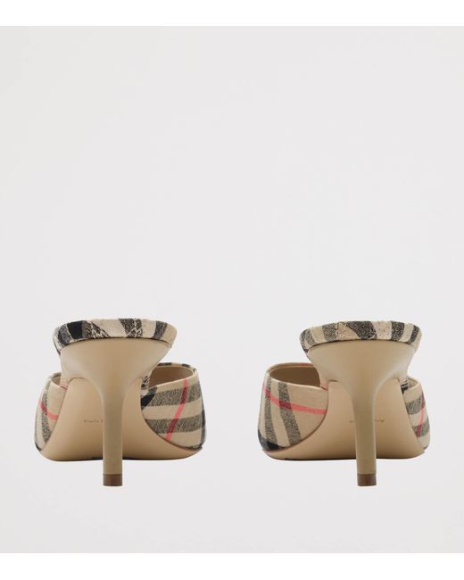 Burberry Metallic Linen-Blend Check Mews Mules 65