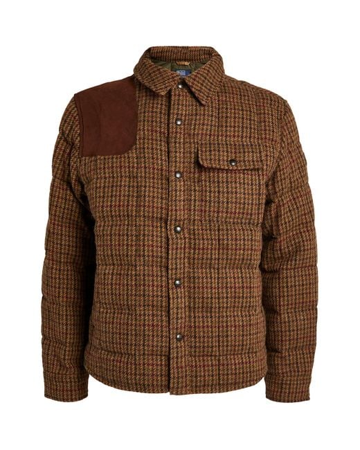 Polo Ralph Lauren Brown Houndstooth Puffer Jacket for men