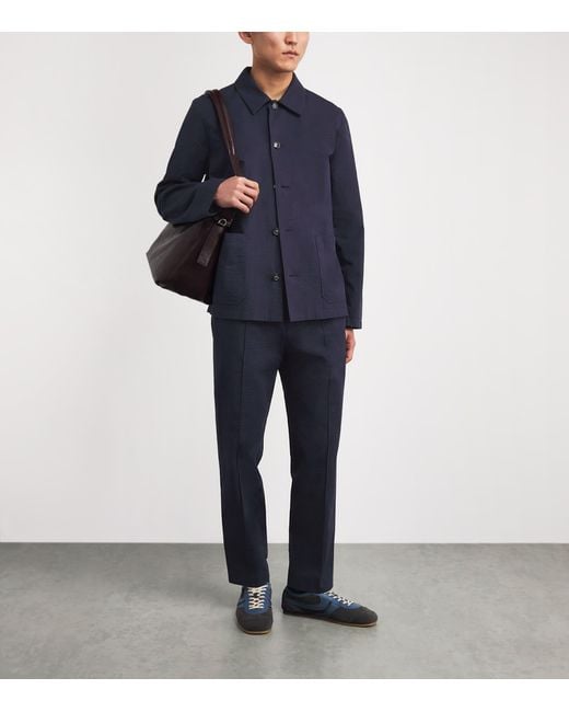A.P.C. Blue Cotton Pleated Trousers for men