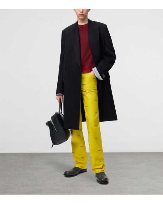 Loewe Blue Wool-Blend Double-Breasted Coat for men