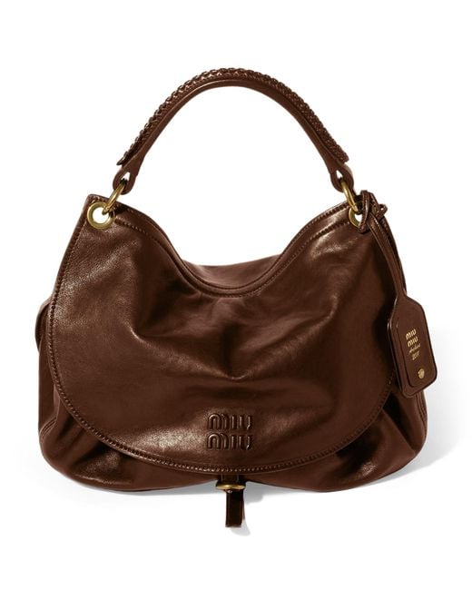 Miu Miu Brown Leather Rendez-Vous Shoulder Bag