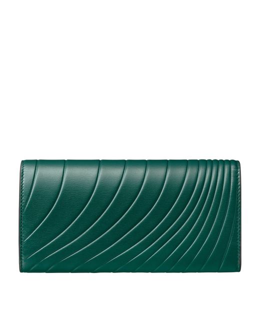 Cartier Green Leather Quilted Panthère De Wallet