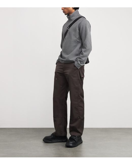 Emporio Armani Gray Jacquard Half Zip Pullover for men