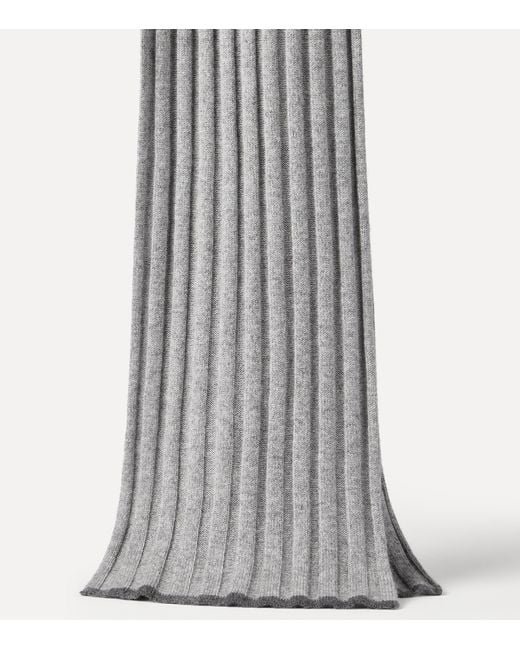 Brunello Cucinelli Gray Cashmere Ribbed Scarf for men