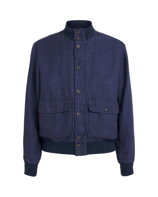 Polo Ralph Lauren Blue Linen Barrett Herringbone Jacket for men