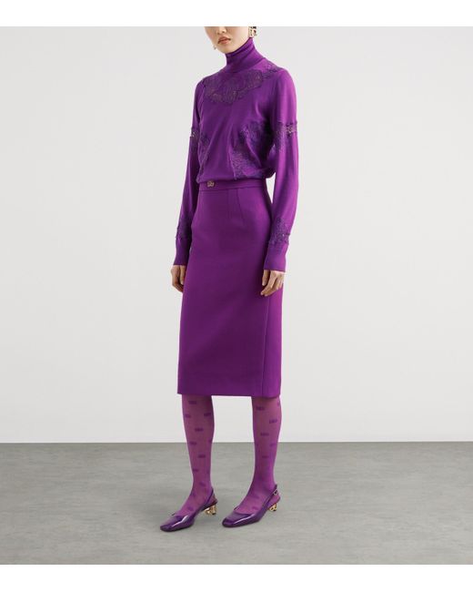 Dolce & Gabbana Purple Metallic Logo Skirt